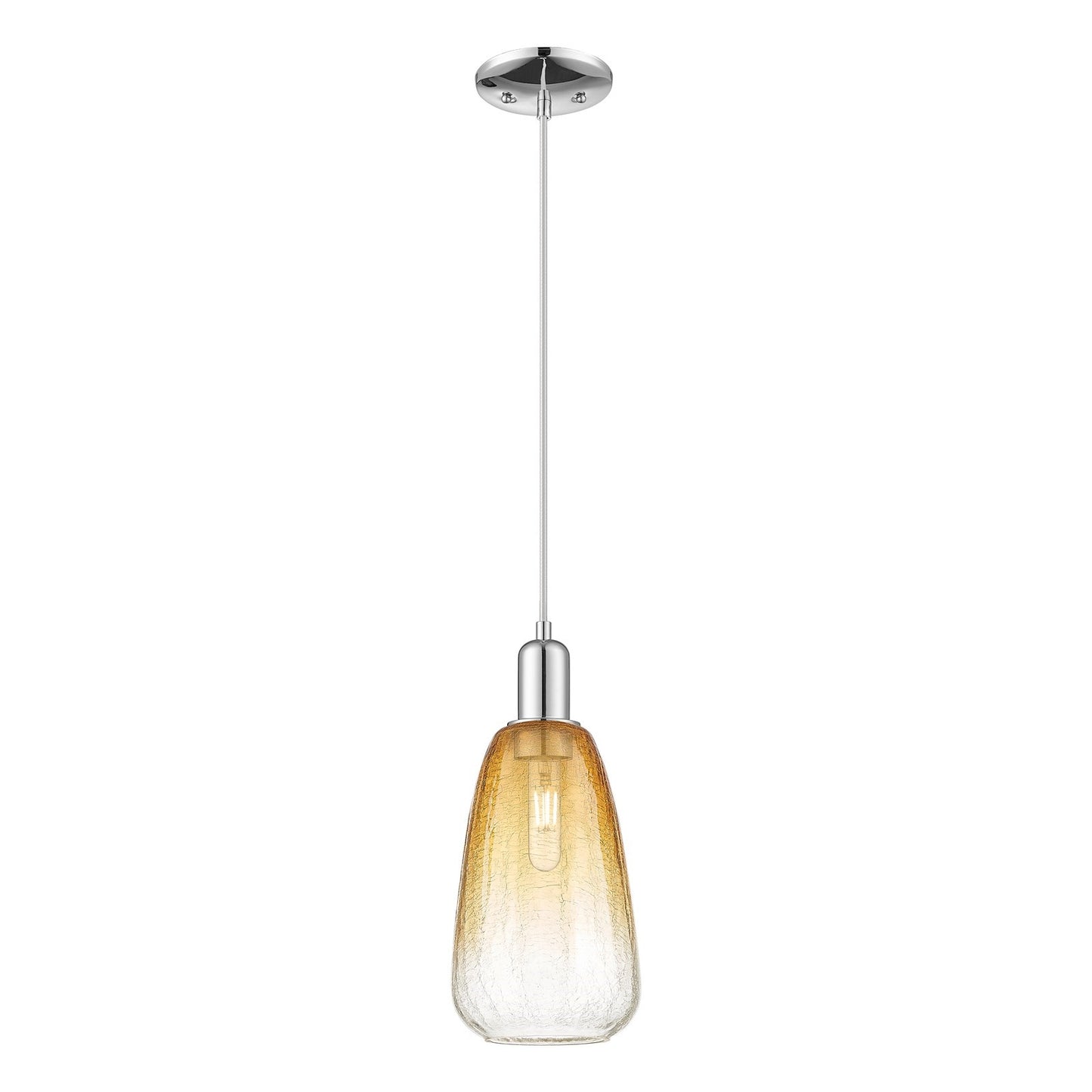 Innovations Brookhaven Almond 6in 1-Light Mini Pendant | Industrial Polished Chrome and Amber Glass | Kitchen Island & Dining | Model 716-1P-PC-G480-6AM