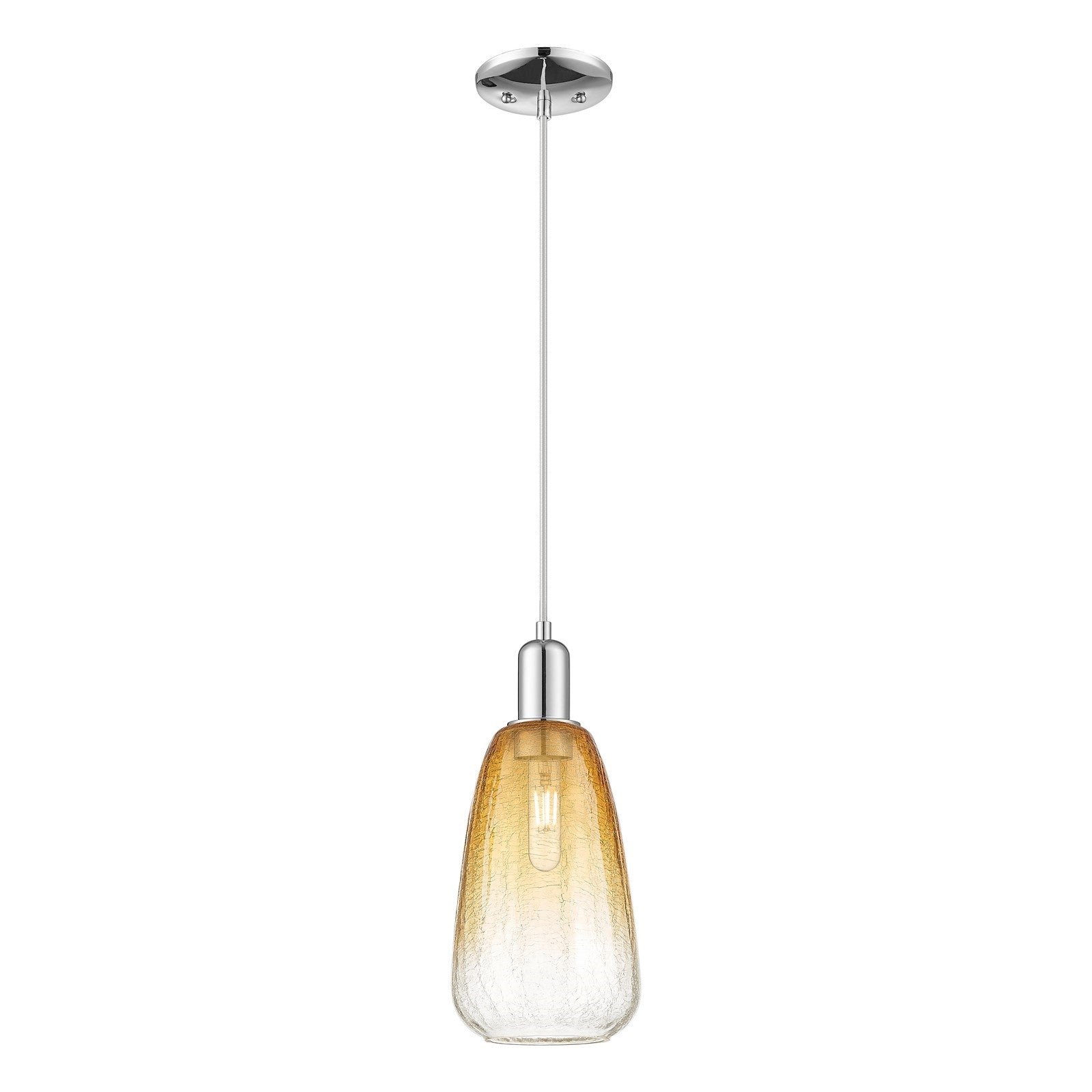Innovations Brookhaven Almond 6in 1-Light Mini Pendant | Industrial Polished Chrome and Amber Glass | Kitchen Island & Dining | Model 716-1P-PC-G480-6AM