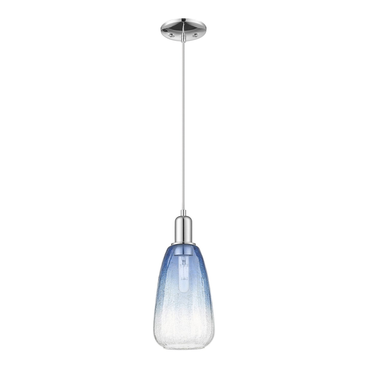 Innovations Brookhaven Almond 6in 1-Light Mini Pendant | Industrial Polished Chrome and Sapphire Blue Glass | Kitchen Island & | Model 716-1P-PC-G480-6SB
