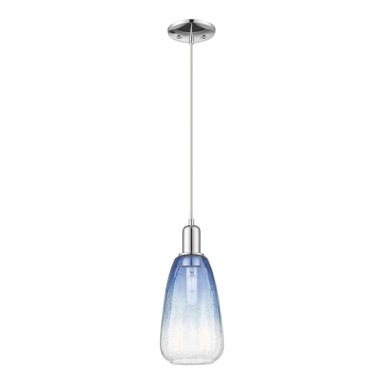 Innovations Brookhaven Almond 6in 1-Light Mini Pendant | Industrial Polished Chrome and Sapphire Blue Glass | Kitchen Island & | Model 716-1P-PC-G480-6SB