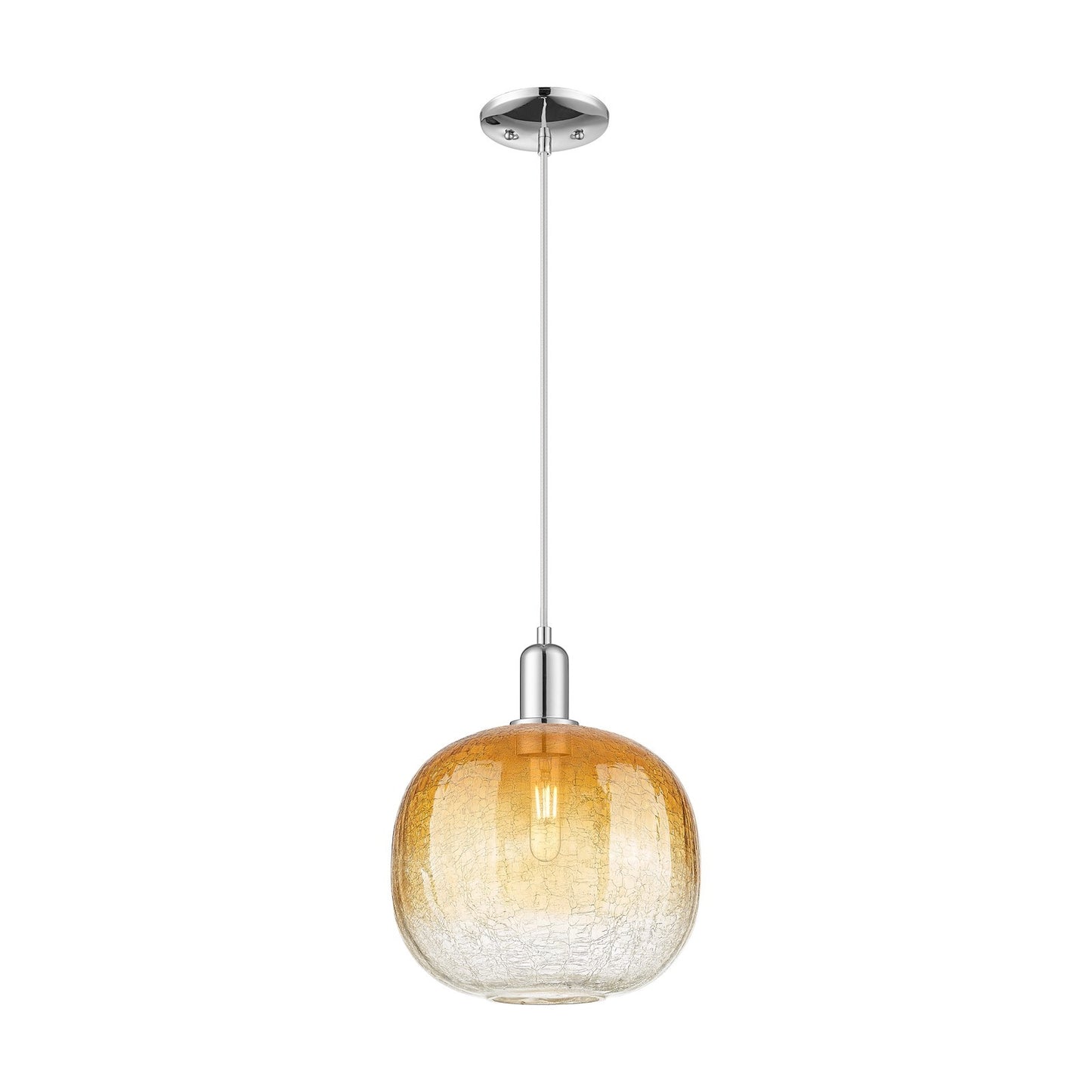 Innovations Brookhaven Sphere 10.5in 1-Light Mini Pendant | Industrial Polished Chrome and Amber Glass | Kitchen Island & | Model 716-1P-PC-G481-10AM