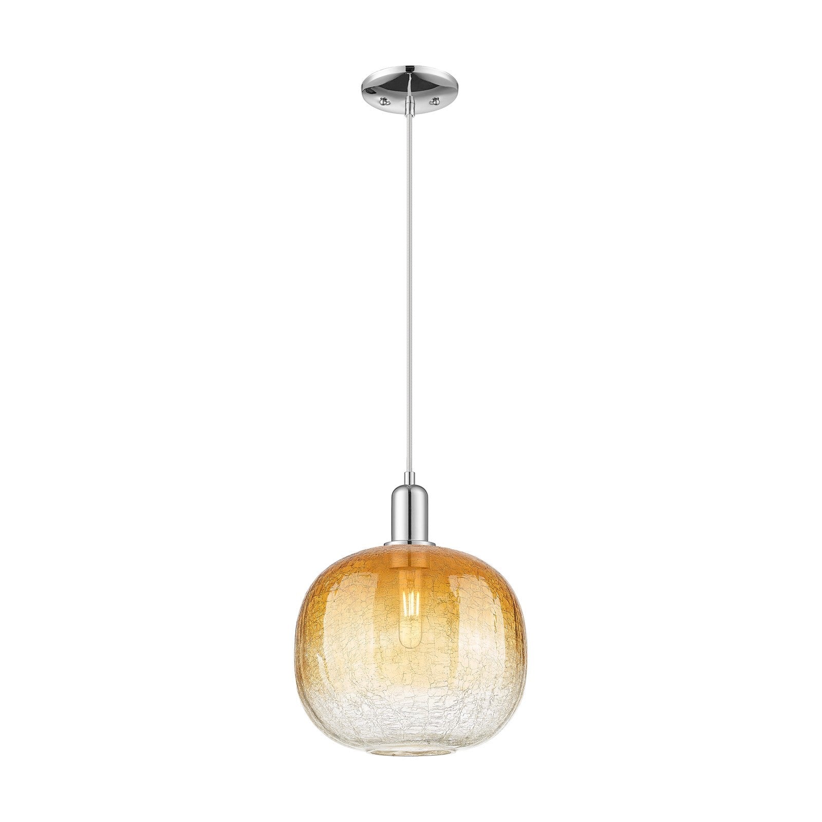 Innovations Brookhaven Sphere 10.5in 1-Light Mini Pendant | Industrial Polished Chrome and Amber Glass | Kitchen Island & | Model 716-1P-PC-G481-10AM