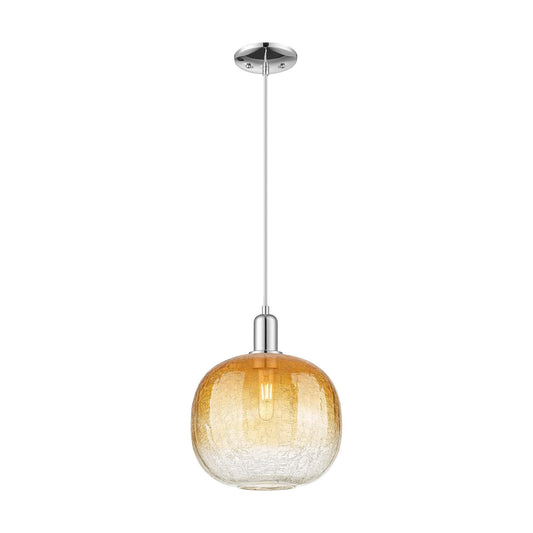 Innovations Brookhaven Sphere 10.5in 1-Light Mini Pendant | Industrial Polished Chrome and Amber Glass | Kitchen Island & | Model 716-1P-PC-G481-10AM