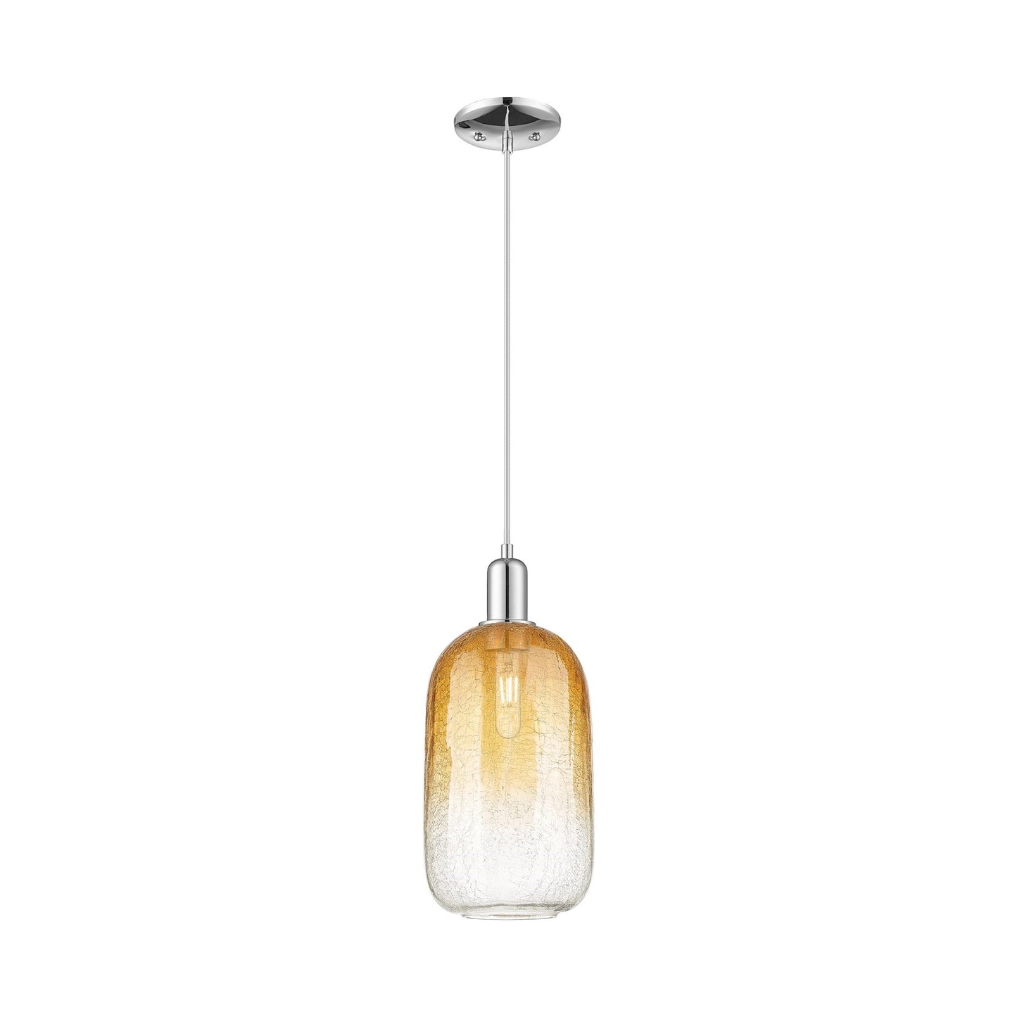 Innovations Brookhaven Cloche 7in 1-Light Mini Pendant | Industrial Polished Chrome and Amber Glass | Kitchen Island & Dining | Model 716-1P-PC-G482-7AM