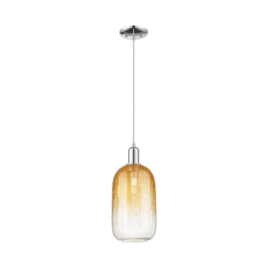 Innovations Brookhaven Cloche 7in 1-Light Mini Pendant | Industrial Polished Chrome and Amber Glass | Kitchen Island & Dining | Model 716-1P-PC-G482-7AM