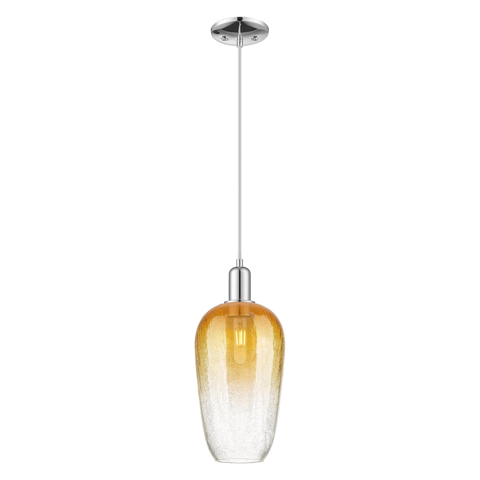Innovations Brookhaven Flute 7in 1-Light Mini Pendant | Industrial Polished Chrome and Amber Glass | Kitchen Island & Dining | Model 716-1P-PC-G484-7AM