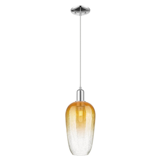Innovations Brookhaven Flute 7in 1-Light Mini Pendant | Industrial Polished Chrome and Amber Glass | Kitchen Island & Dining | Model 716-1P-PC-G484-7AM