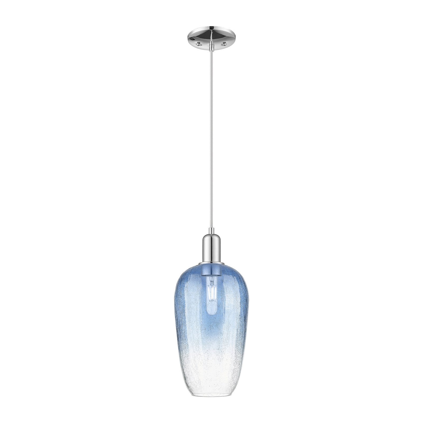 Innovations Brookhaven Flute 7in 1-Light Mini Pendant | Industrial Polished Chrome and Sapphire Blue Glass | Kitchen Island & | Model 716-1P-PC-G484-7SB