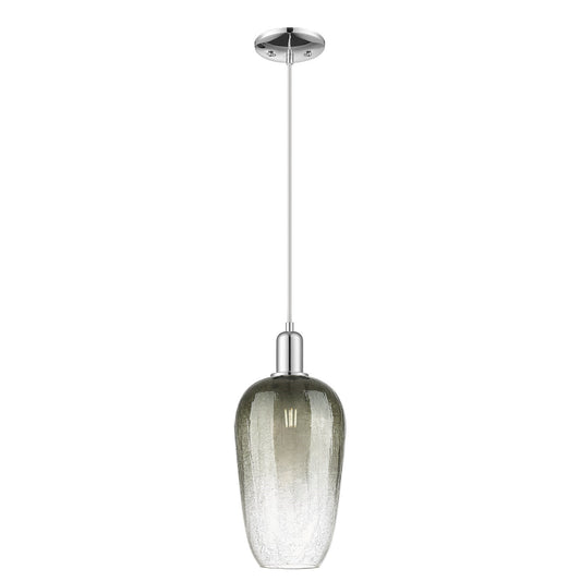 Innovations Brookhaven Flute 7in 1-Light Mini Pendant | Industrial Polished Chrome and Slate Glass | Kitchen Island & Dining | Model 716-1P-PC-G484-7SL