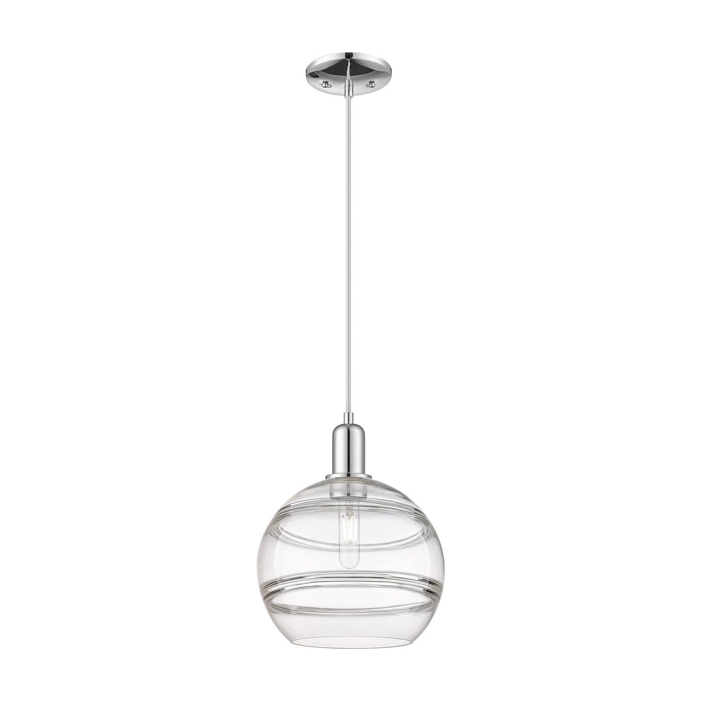Innovations Rochester 10in 1-Light Mini Pendant | Industrial Polished Chrome Steel and Clear Glass | Kitchen Island & Dining | Model 716-1P-PC-G556-10CL