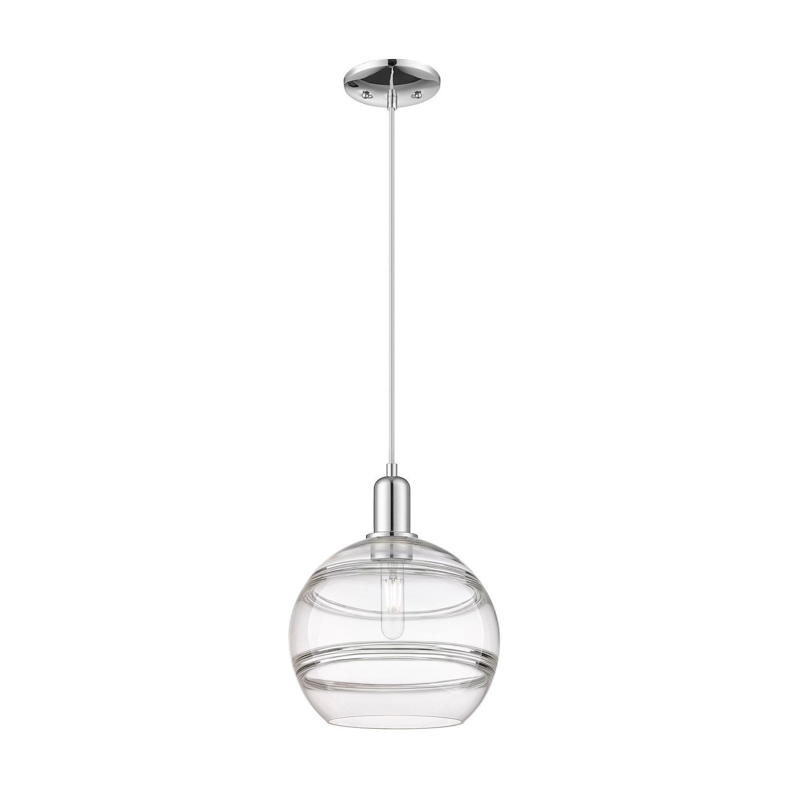Innovations Rochester 10in 1-Light Mini Pendant | Industrial Polished Chrome Steel and Clear Glass | Kitchen Island & Dining | Model 716-1P-PC-G556-10CL