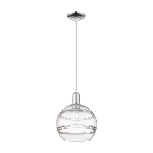 Innovations Rochester 10in 1-Light Mini Pendant | Industrial Polished Chrome Steel and Clear Glass | Kitchen Island & Dining | Model 716-1P-PC-G556-10CL