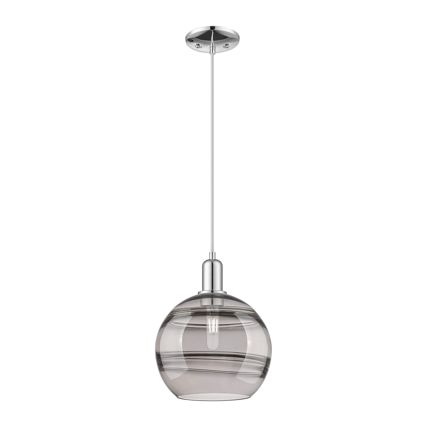 Innovations Rochester 10in 1-Light Mini Pendant | Industrial Polished Chrome and Light Smoke Glass | Kitchen Island & Dining | Model 716-1P-PC-G556-10SM