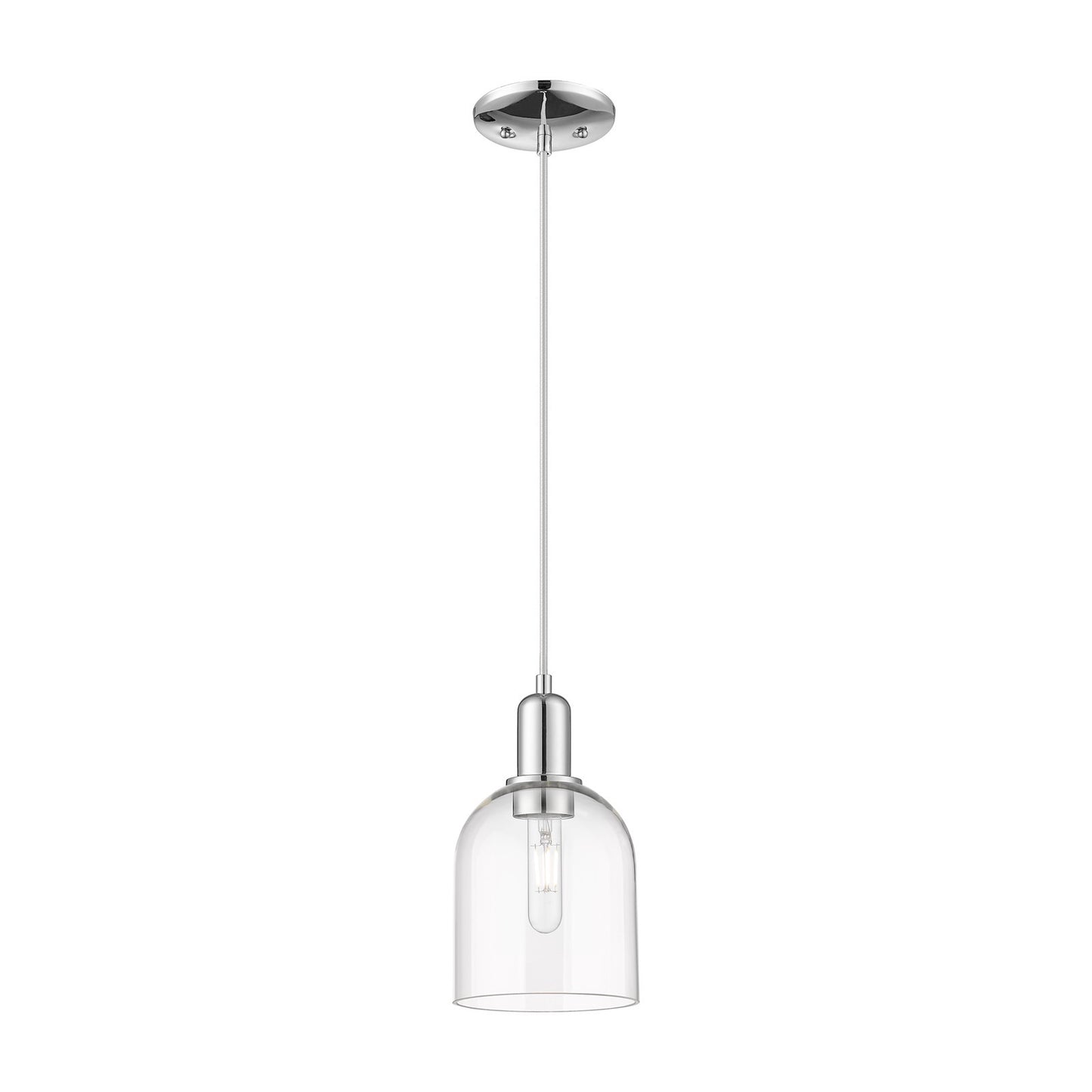 Innovations Bella 6in 1-Light Mini Pendant | Industrial Polished Chrome Steel and Clear Bell Glass | Kitchen Island & Dining | Model 716-1P-PC-G558-6CL