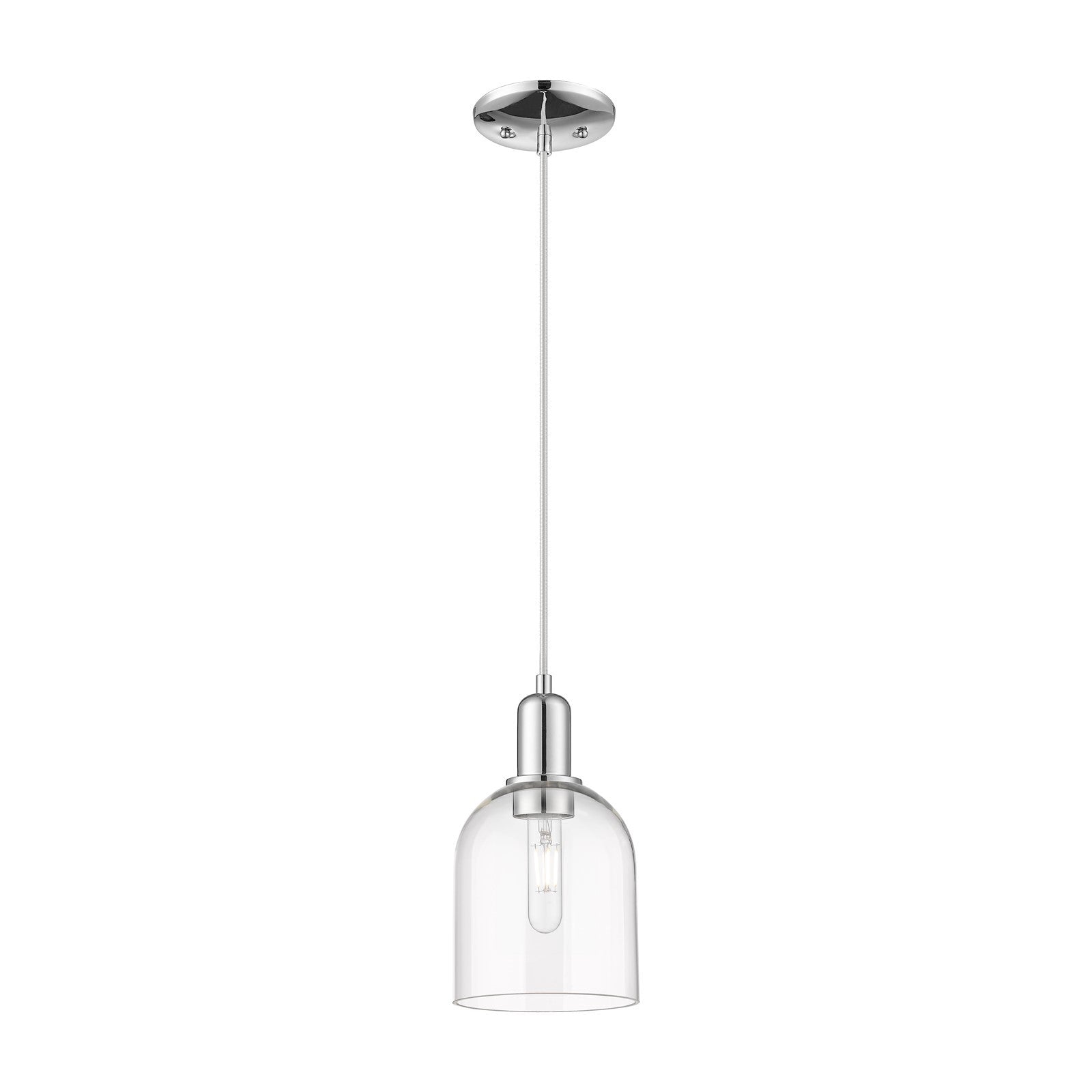 Innovations Bella 6in 1-Light Mini Pendant | Industrial Polished Chrome Steel and Clear Bell Glass | Kitchen Island & Dining | Model 716-1P-PC-G558-6CL