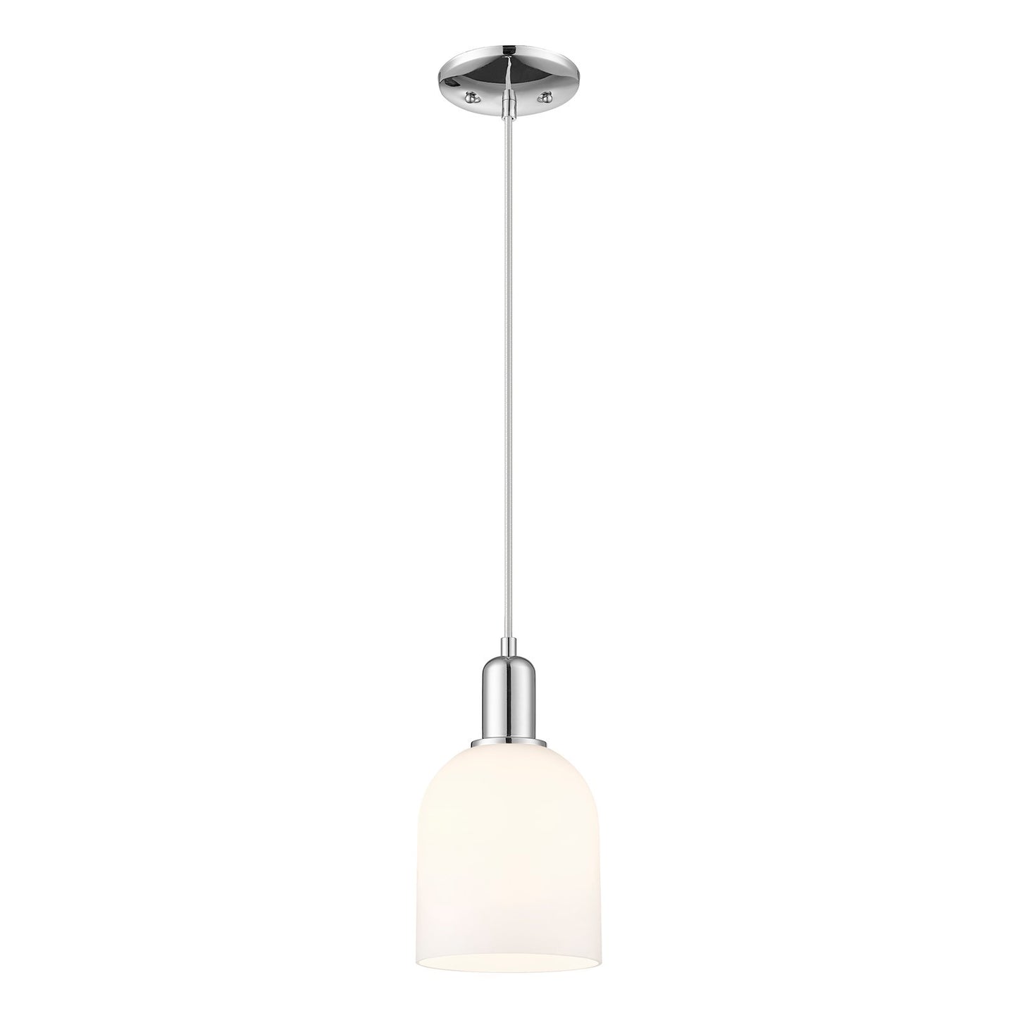 Innovations Bella 6in 1-Light Mini Pendant | Industrial Modern Polished Chrome and White Glass | Kitchen Island & Dining Room | Model 716-1P-PC-G558-6GWH