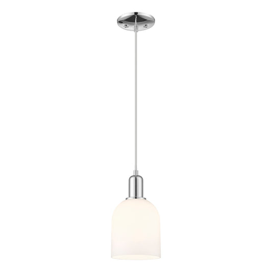 Innovations Bella 6in 1-Light Mini Pendant | Industrial Modern Polished Chrome and White Glass | Kitchen Island & Dining Room | Model 716-1P-PC-G558-6GWH