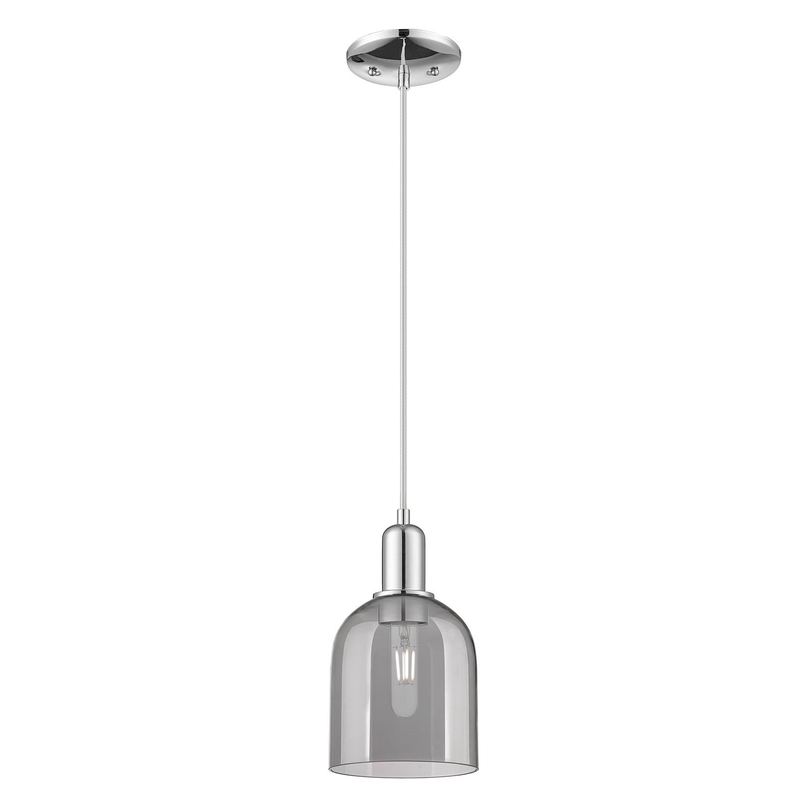 Innovations Bella 6in 1-Light Mini Pendant | Industrial Polished Chrome and Light Smoke Glass | Kitchen Island & Dining Room | Model 716-1P-PC-G558-6SM