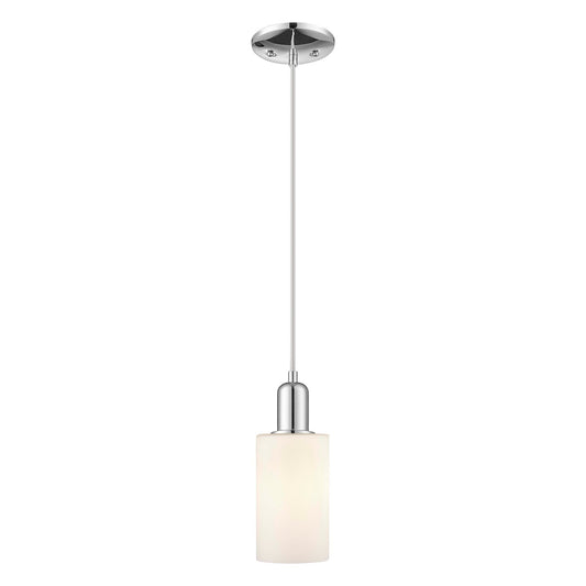 Innovations Clymer 4in 1-Light Mini Pendant | Industrial Polished Chrome and Matte White Glass | Kitchen Island & Dining Room | Model 716-1P-PC-G801