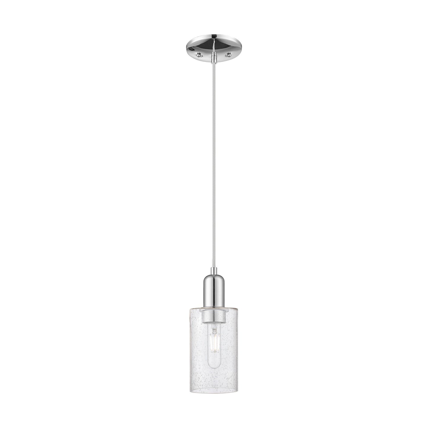 Innovations Clymer 4in 1-Light Mini Pendant | Industrial Polished Chrome Steel and Seedy Glass | Kitchen Island & Dining Room | Model 716-1P-PC-G804