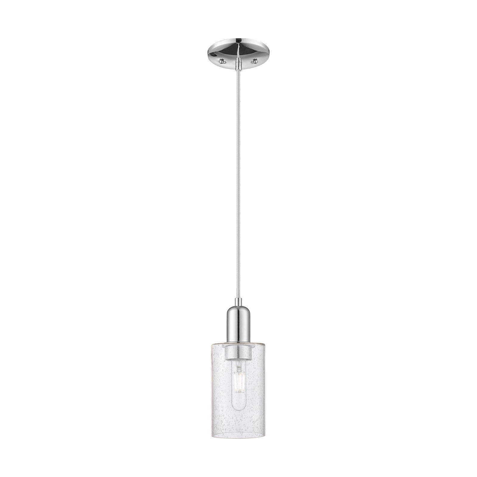 Innovations Clymer 4in 1-Light Mini Pendant | Industrial Polished Chrome Steel and Seedy Glass | Kitchen Island & Dining Room | Model 716-1P-PC-G804