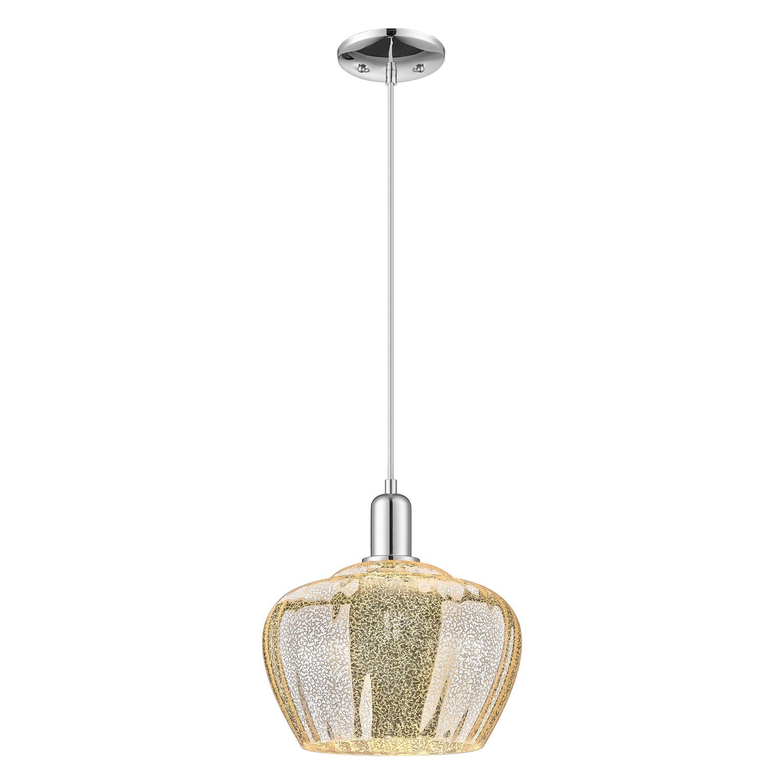Innovations Fenton 11in 1-Light Mini Pendant | Industrial Polished Chrome and Mercury Ribbed Glass | Kitchen Island & Dining Room | Model 716-1P-PC-G96-L
