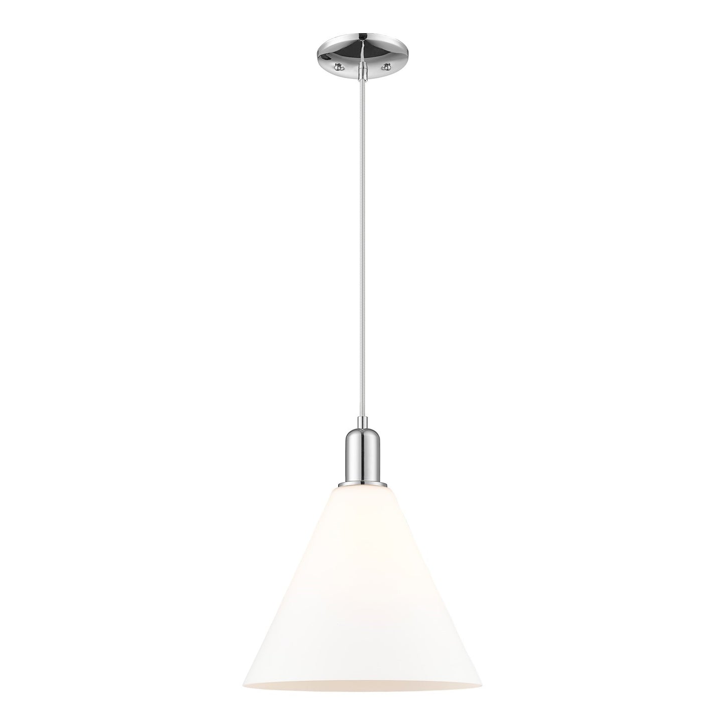 Innovations Berkshire Glass 12in 1-Light Mini Pendant | Industrial Polished Chrome and Matte White Glass | Kitchen Island & | Model 716-1P-PC-GBC-121