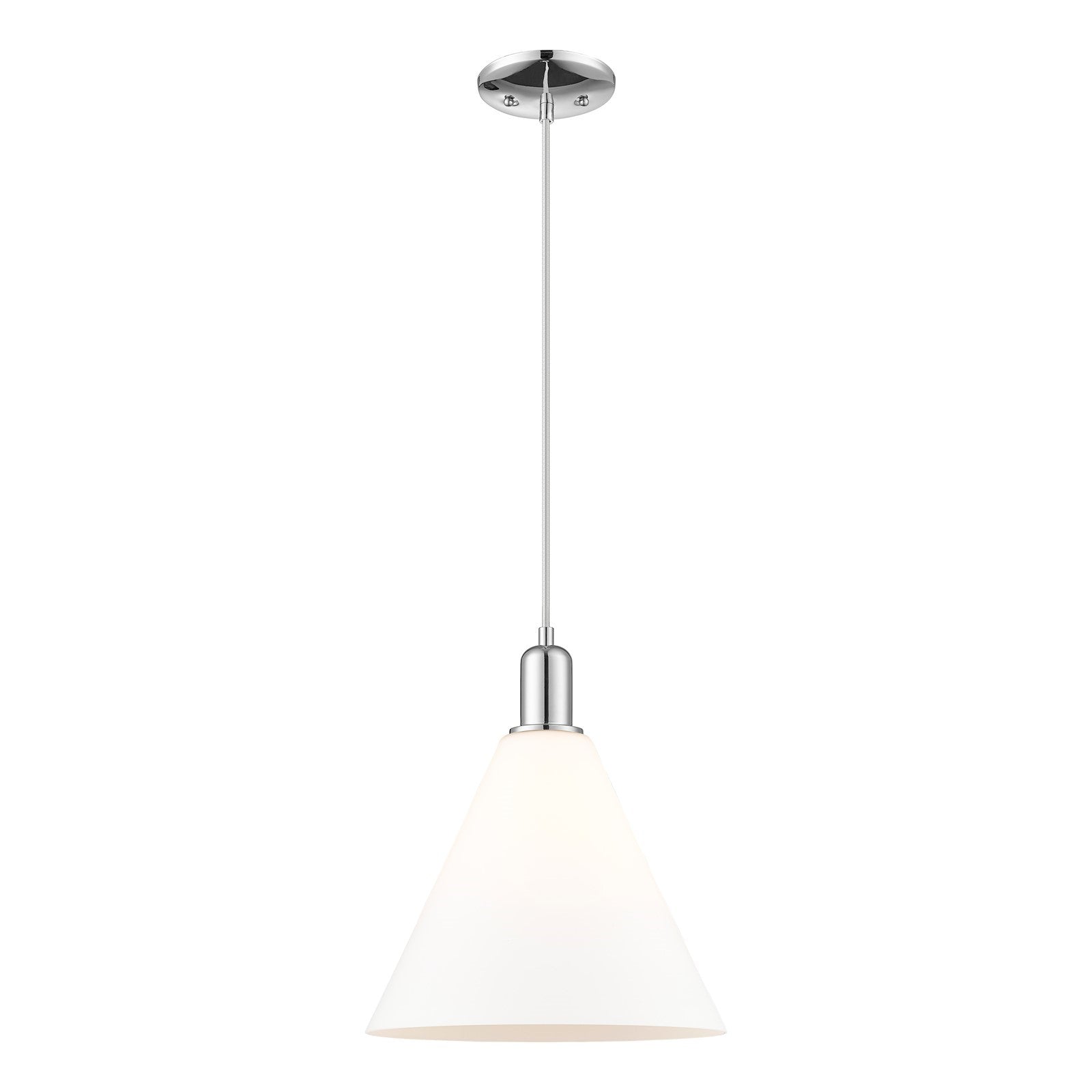 Innovations Berkshire Glass 12in 1-Light Mini Pendant | Industrial Polished Chrome and Matte White Glass | Kitchen Island & | Model 716-1P-PC-GBC-121
