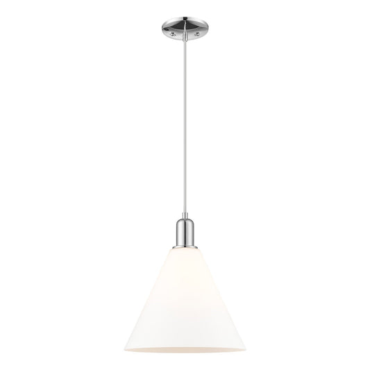 Innovations Berkshire Glass 12in 1-Light Mini Pendant | Industrial Polished Chrome and Matte White Glass | Kitchen Island & | Model 716-1P-PC-GBC-121