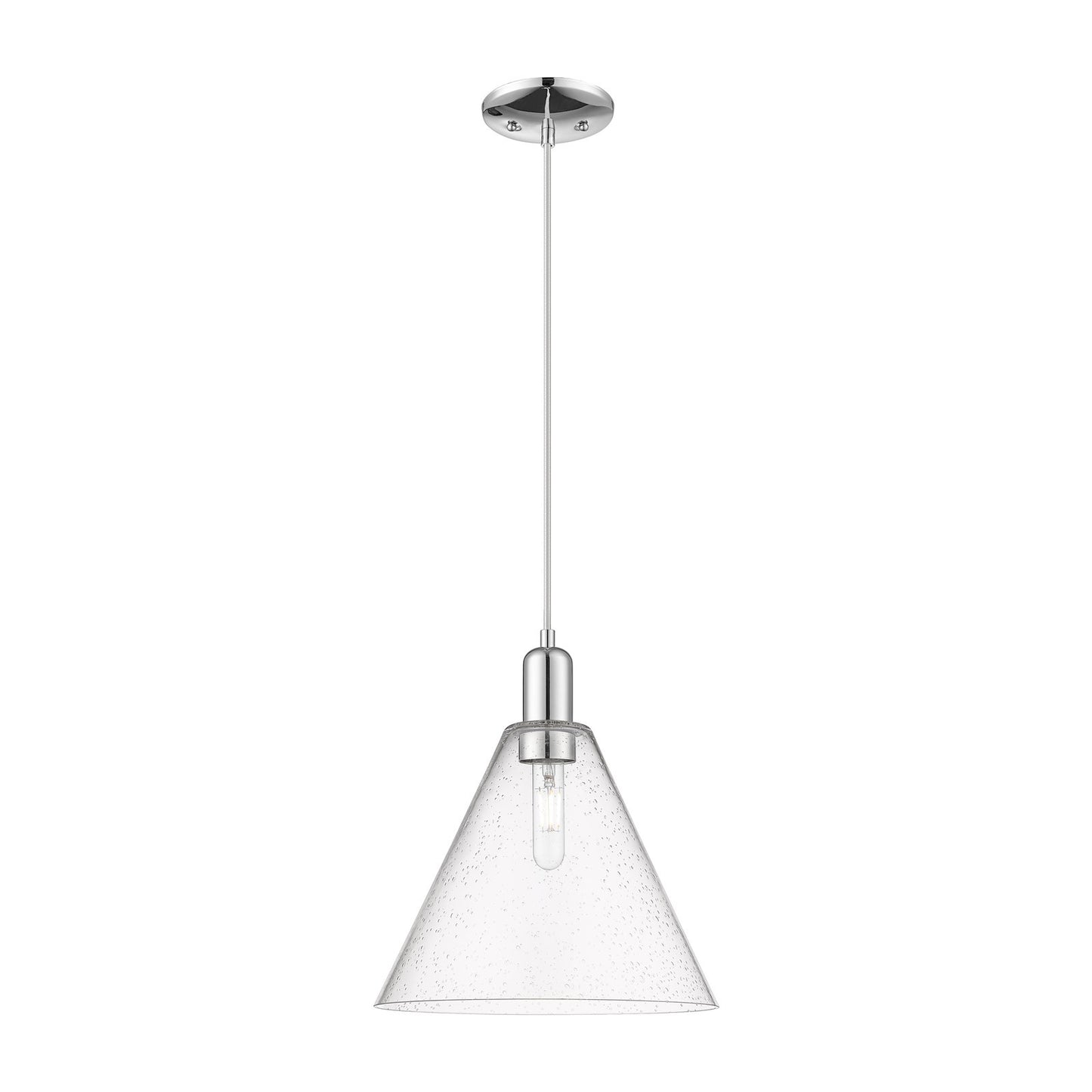 Innovations Berkshire Glass 12in 1-Light Mini Pendant | Industrial Polished Chrome Steel and Seedy Glass | Kitchen Island & | Model 716-1P-PC-GBC-124