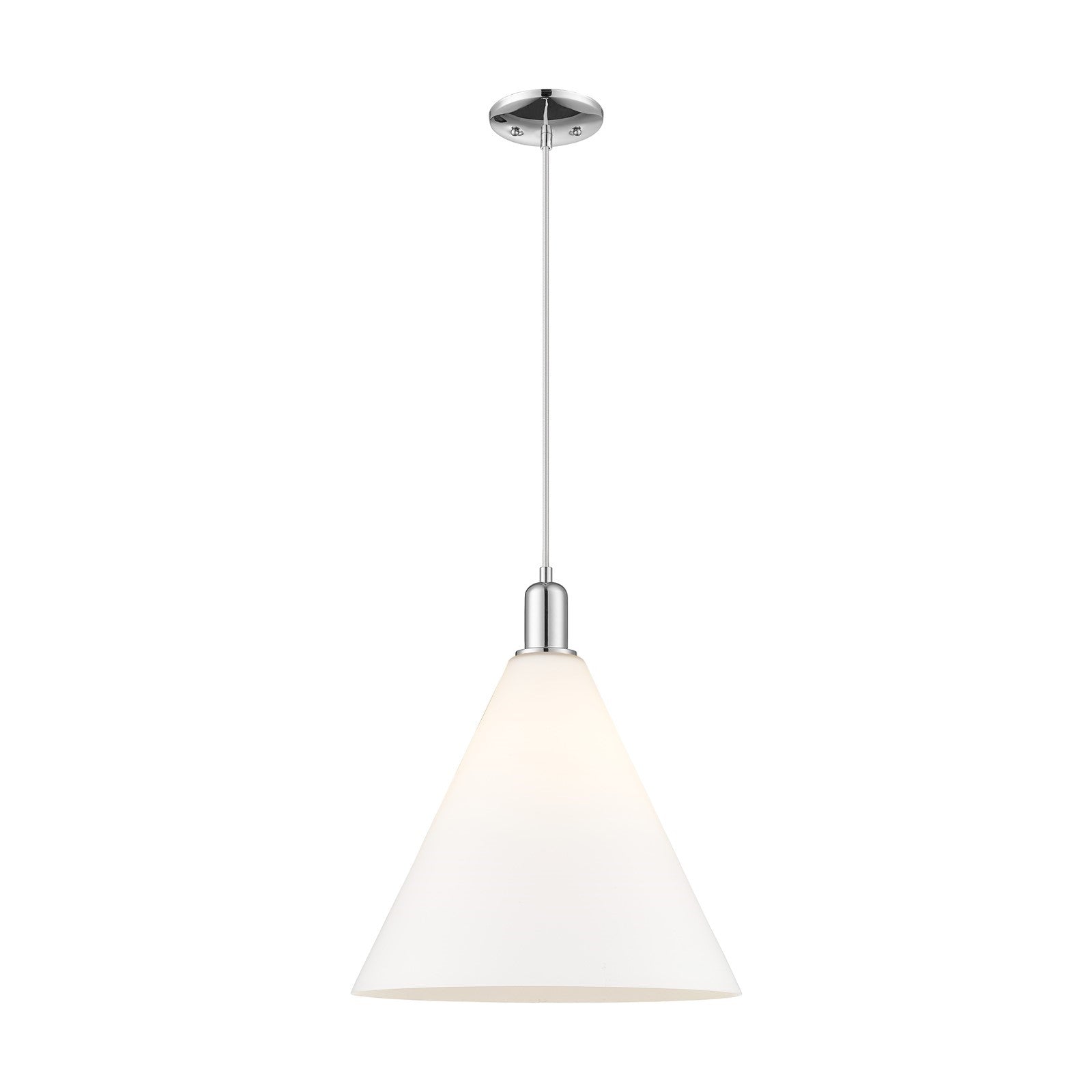 Innovations Berkshire Glass 16in 1-Light Mini Pendant | Industrial Polished Chrome and Matte White Glass | Kitchen Island & | Model 716-1P-PC-GBC-161