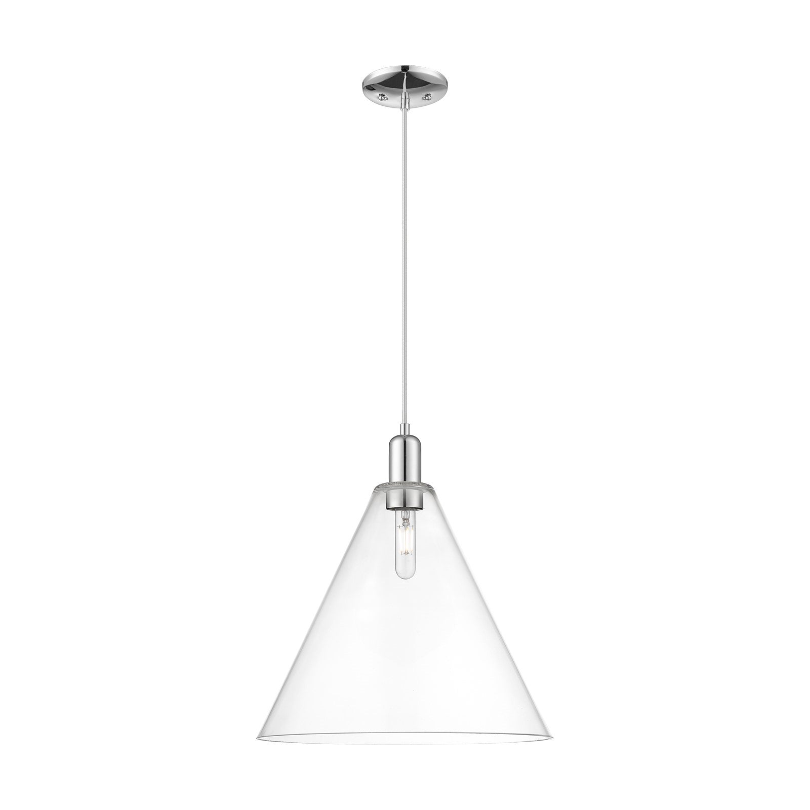 Innovations Berkshire Glass 16in 1-Light Mini Pendant | Industrial Polished Chrome Steel and Clear Glass | Kitchen Island & | Model 716-1P-PC-GBC-162