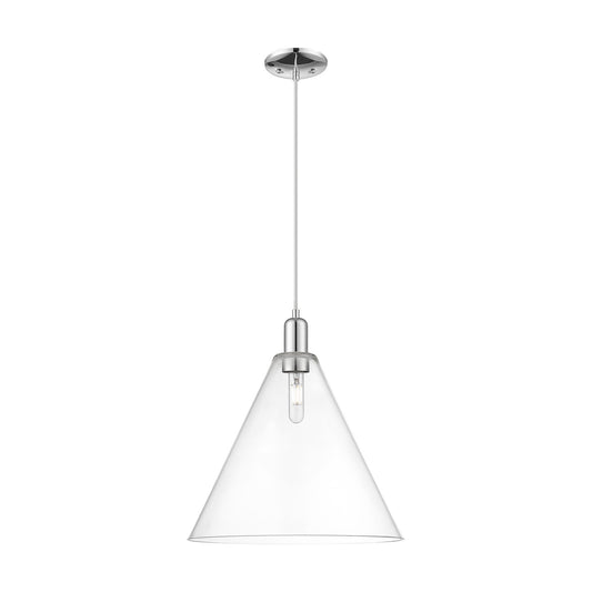 Innovations Berkshire Glass 16in 1-Light Mini Pendant | Industrial Polished Chrome Steel and Clear Glass | Kitchen Island & | Model 716-1P-PC-GBC-162