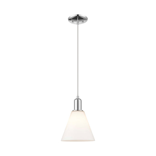 Innovations Berkshire Glass 8in 1-Light Mini Pendant | Industrial Polished Chrome and Matte White Glass | Kitchen Island & Dining | Model 716-1P-PC-GBC-81