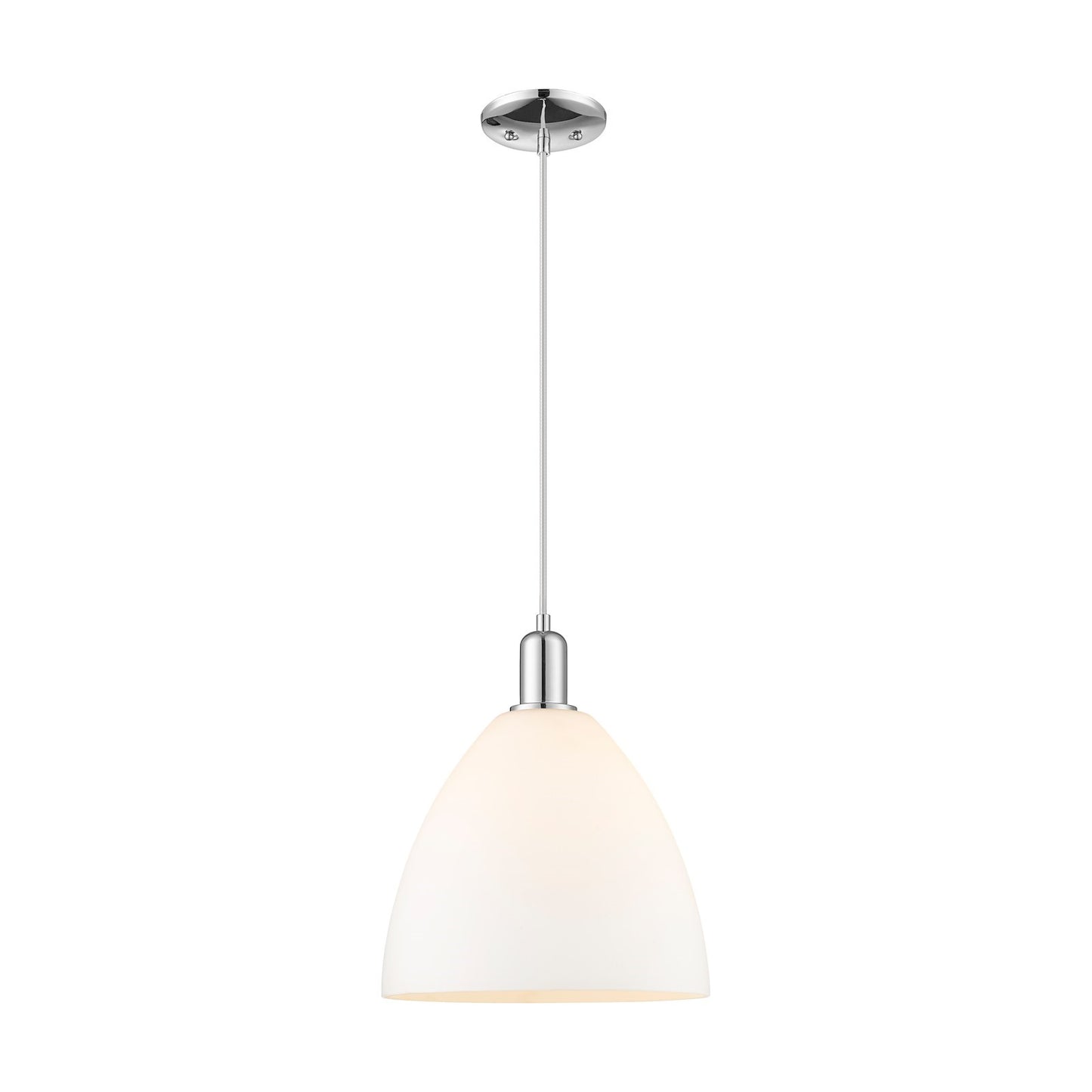 Innovations Bristol 12in 1-Light Mini Pendant | Industrial Polished Chrome and Matte White Glass | Kitchen Island & Dining Room | Model 716-1P-PC-GBD-121