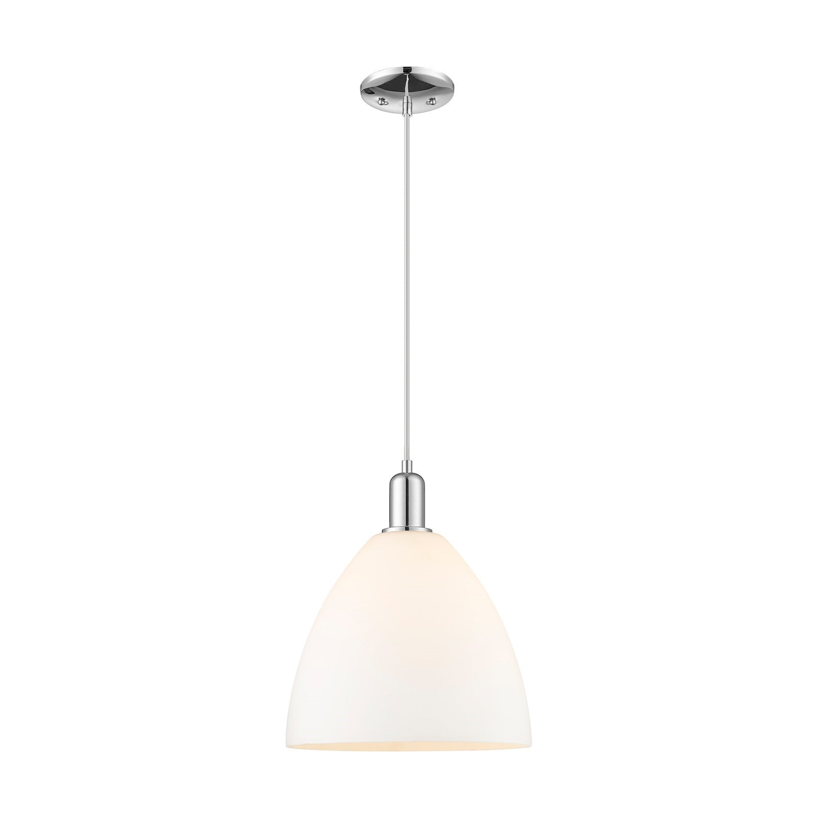 Innovations Bristol 12in 1-Light Mini Pendant | Industrial Polished Chrome and Matte White Glass | Kitchen Island & Dining Room | Model 716-1P-PC-GBD-121