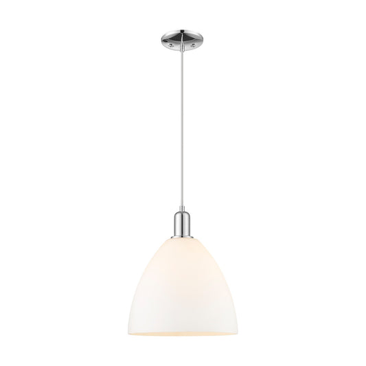 Innovations Bristol 12in 1-Light Mini Pendant | Industrial Polished Chrome and Matte White Glass | Kitchen Island & Dining Room | Model 716-1P-PC-GBD-121