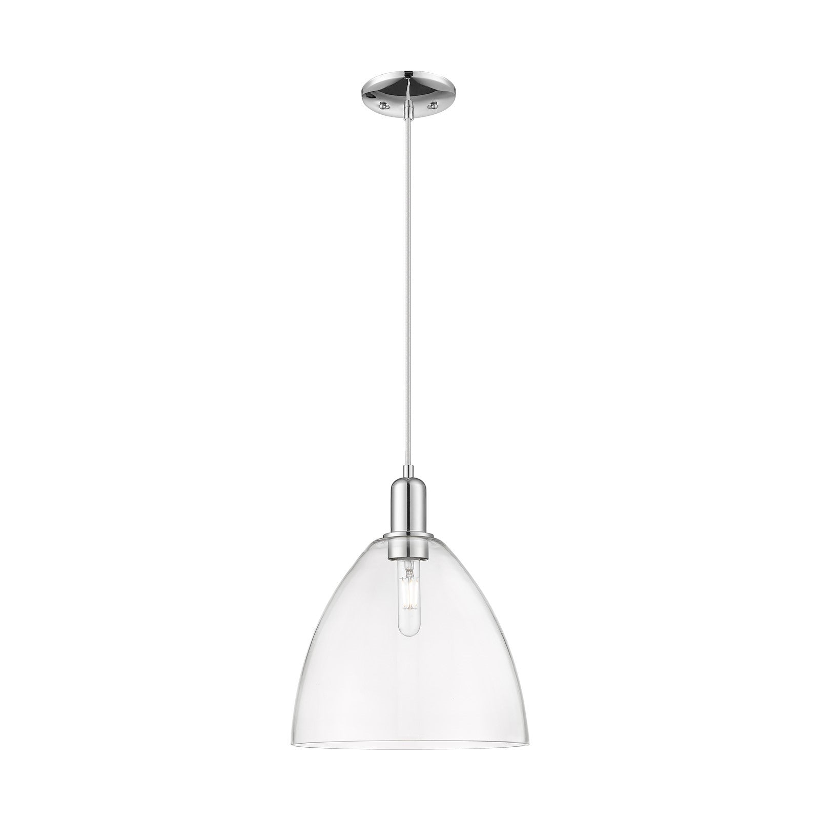 Innovations Bristol 12in 1-Light Mini Pendant | Industrial Polished Chrome and Clear Glass | Kitchen Island & Dining Room | 12 x | Model 716-1P-PC-GBD-122