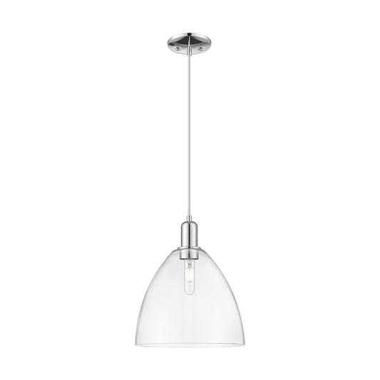 Innovations Bristol 12in 1-Light Mini Pendant | Industrial Polished Chrome and Clear Glass | Kitchen Island & Dining Room | 12 x | Model 716-1P-PC-GBD-122