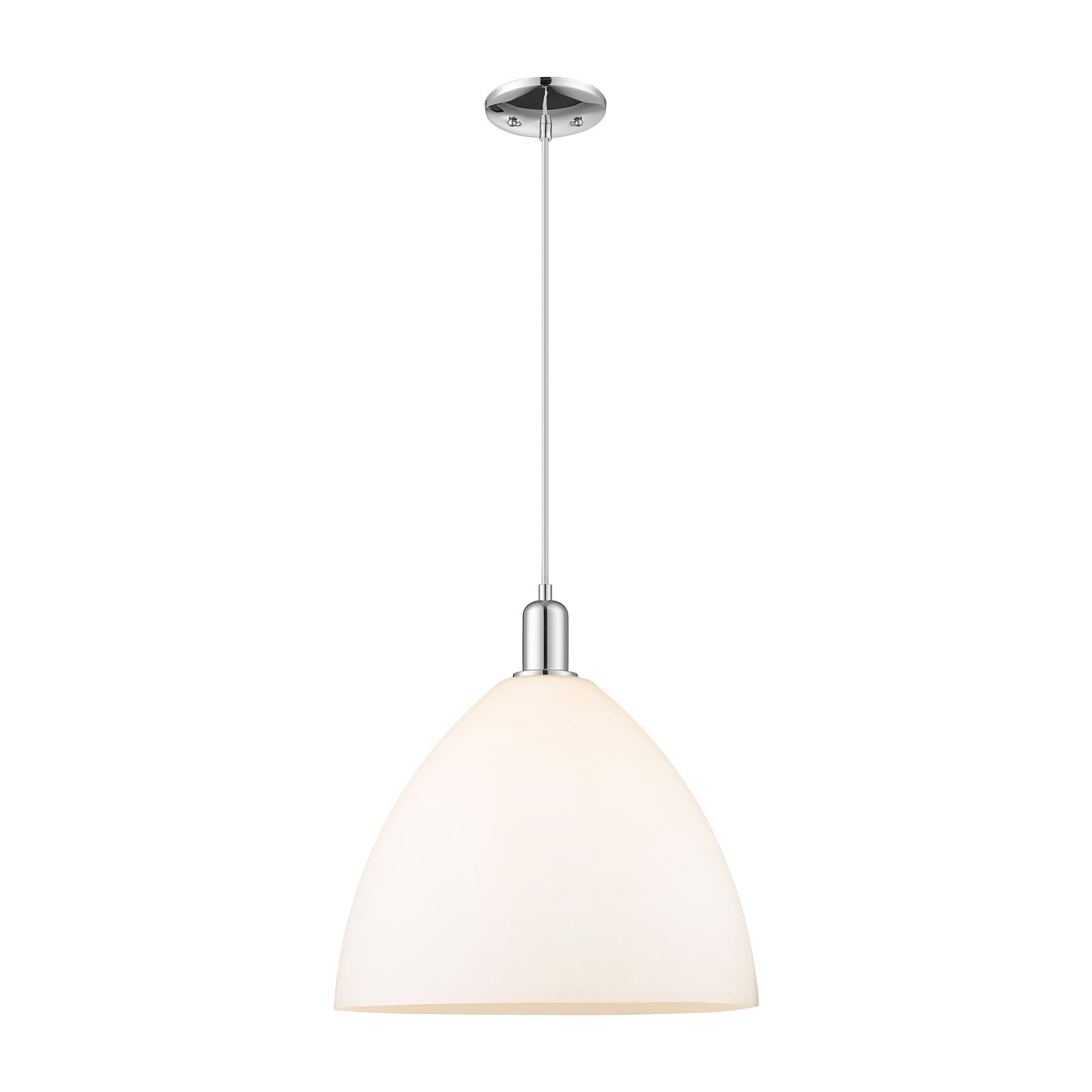 Innovations Bristol 16in 1-Light Mini Pendant | Industrial Polished Chrome and Matte White Glass | Kitchen Island & Dining Room | Model 716-1P-PC-GBD-161