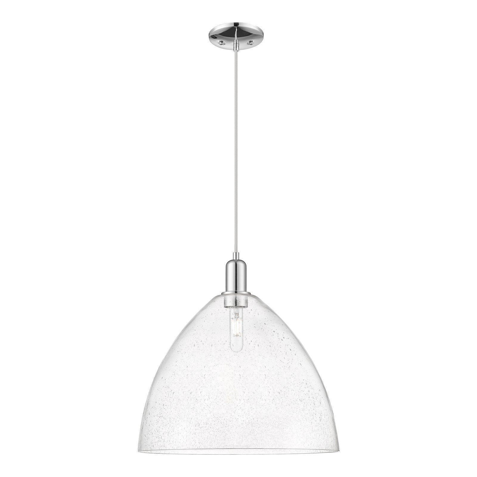 Innovations Bristol 16in 1-Light Mini Pendant | Industrial Polished Chrome Steel and Seedy Glass | Kitchen Island & Dining Room | Model 716-1P-PC-GBD-164