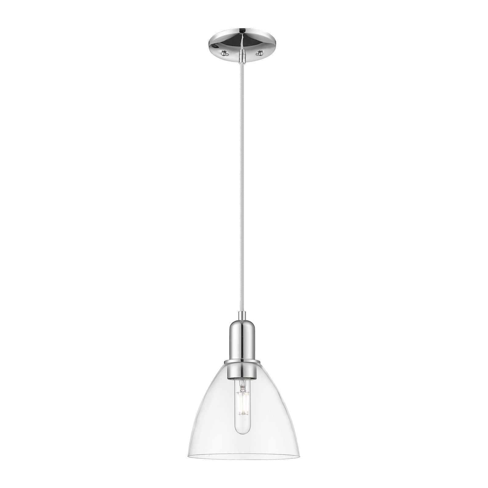 Innovations Bristol 7.5in 1-Light Mini Pendant | Industrial Polished Chrome Steel and Clear Glass | Kitchen Island & Dining Room | Model 716-1P-PC-GBD-752