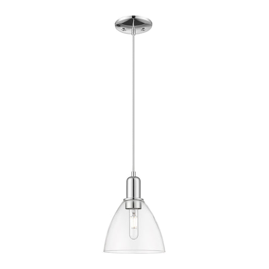 Innovations Bristol 7.5in 1-Light Mini Pendant | Industrial Polished Chrome Steel and Clear Glass | Kitchen Island & Dining Room | Model 716-1P-PC-GBD-752