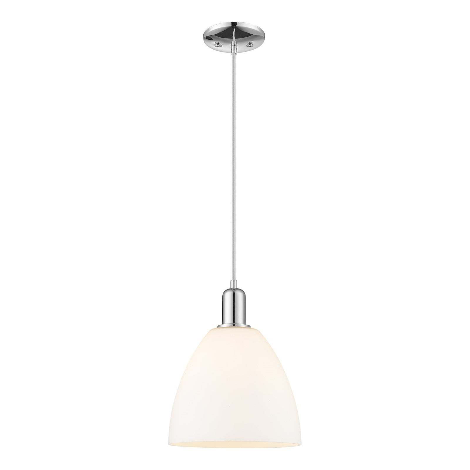 Innovations Bristol 9in 1-Light Mini Pendant | Industrial Polished Chrome Steel and Matte White Glass | Kitchen Island & Dining | Model 716-1P-PC-GBD-91