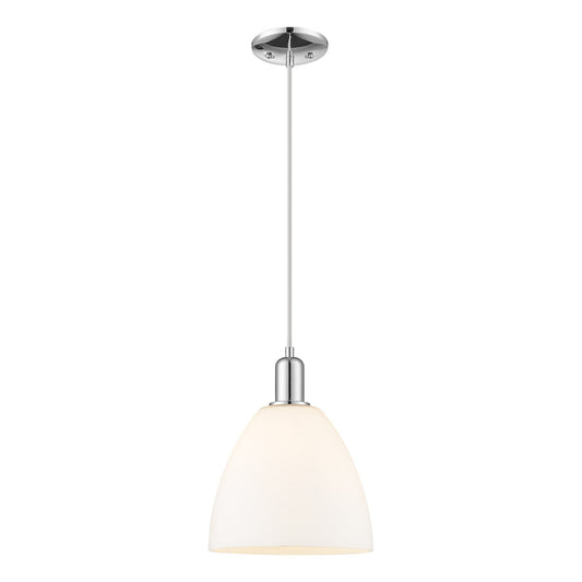Innovations Bristol 9in 1-Light Mini Pendant | Industrial Polished Chrome Steel and Matte White Glass | Kitchen Island & Dining | Model 716-1P-PC-GBD-91