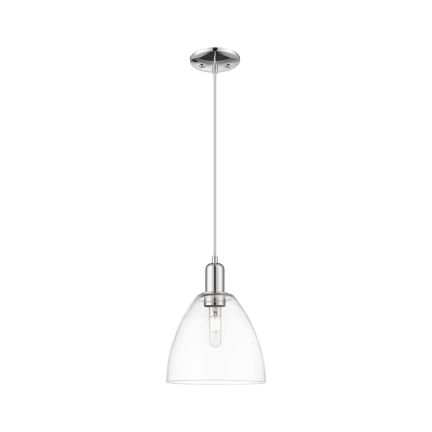 Innovations Bristol 9in 1-Light Mini Pendant | Industrial Polished Chrome Steel and Clear Glass | Kitchen Island & Dining Room | Model 716-1P-PC-GBD-92