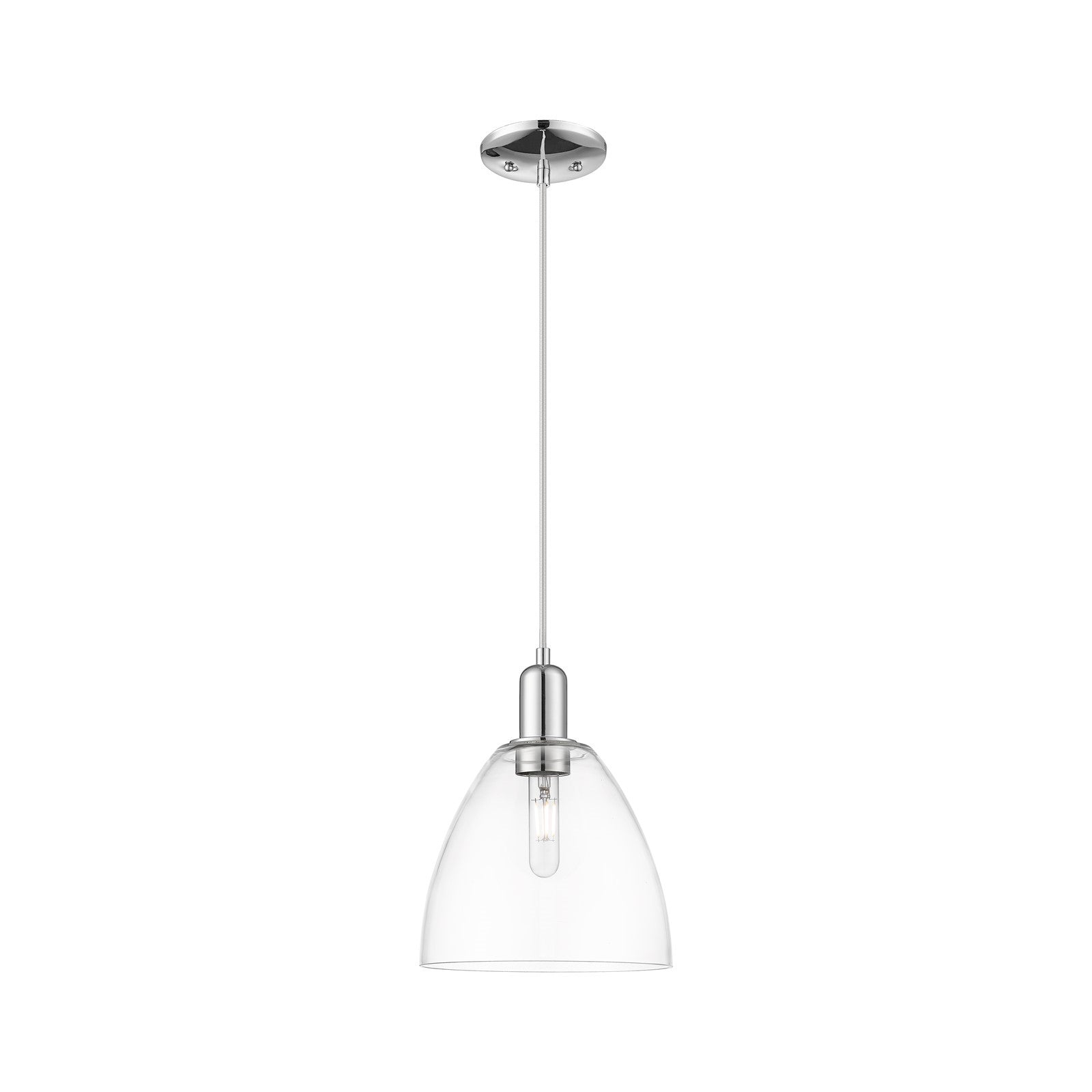 Innovations Bristol 9in 1-Light Mini Pendant | Industrial Polished Chrome Steel and Clear Glass | Kitchen Island & Dining Room | Model 716-1P-PC-GBD-92
