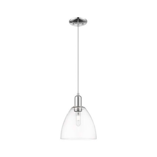 Innovations Bristol 9in 1-Light Mini Pendant | Industrial Polished Chrome Steel and Clear Glass | Kitchen Island & Dining Room | Model 716-1P-PC-GBD-92