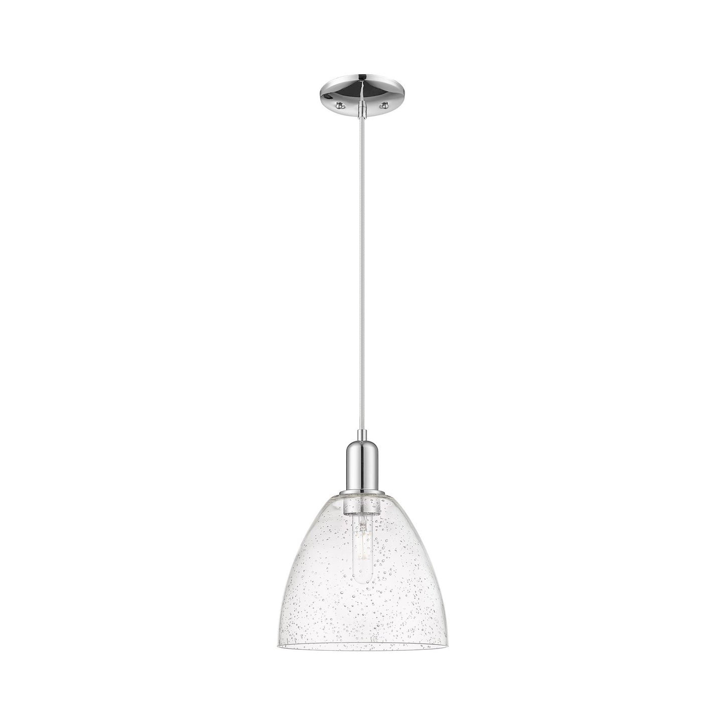Innovations Bristol 9in 1-Light Mini Pendant | Industrial Polished Chrome Steel and Seedy Glass | Kitchen Island & Dining Room | Model 716-1P-PC-GBD-94