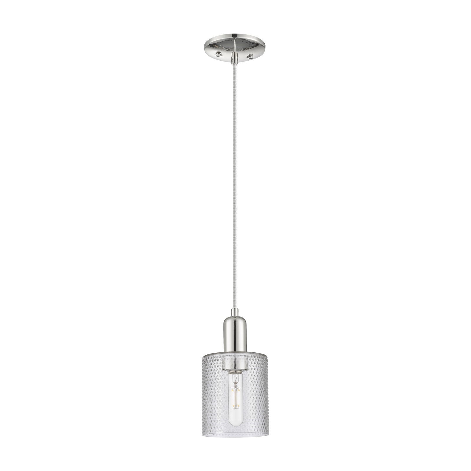 Innovations Cobbleskill 5in 1-Light Mini Pendant | Industrial Polished Nickel Steel and Clear Glass | Kitchen Island & Dining Room | Model 716-1P-PN-G112